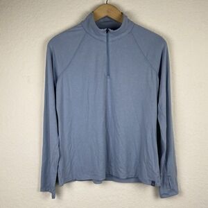 Free Fly Womens M Top 1/4 Zip Blue Bamboo Flex Shirt Performance Fishing Hiking